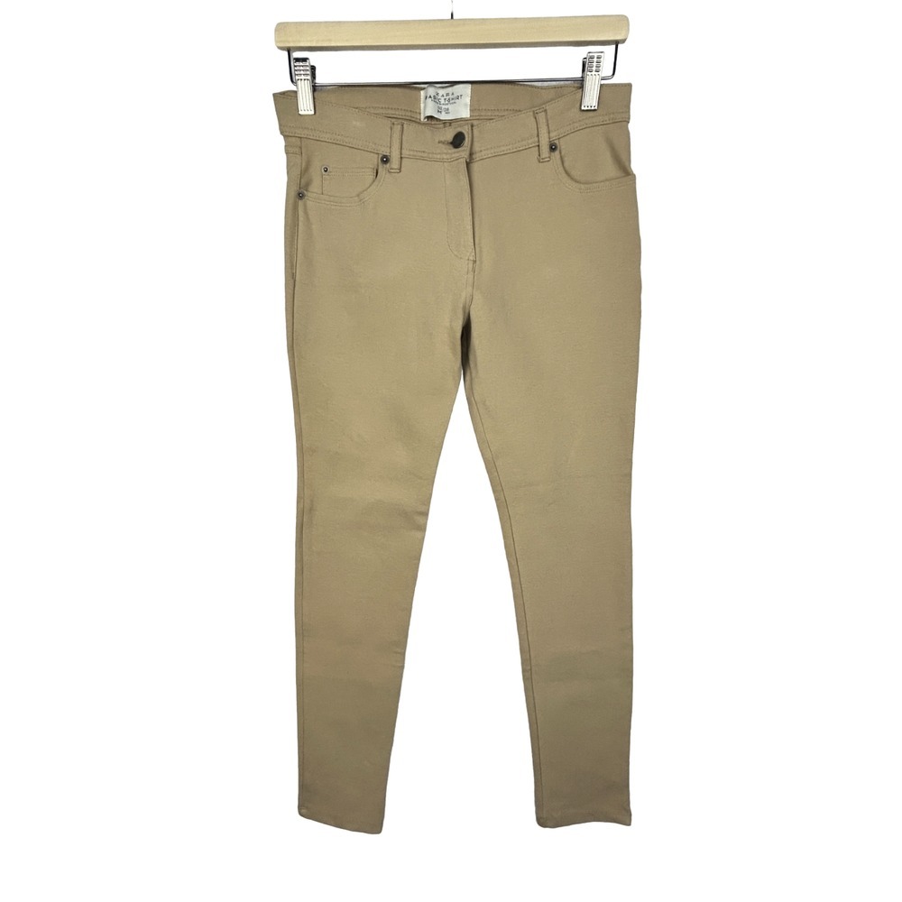 Zara Basic T-Shirt Pants Women 28 (29.5x26.5) Mid‎ Rise Skinny Stretch Beige